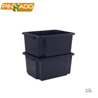 Black New Design House Hold Products Plastic Storage Boxes Crate 25L