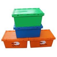 Big green plastic moving tote boxes