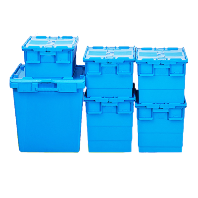 Nestable and Stackable Bulk Plastic Totes Attached Lid